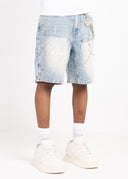 Aqua Blue Spider Denim Shorts