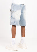 Aqua Blue Spider Denim Shorts