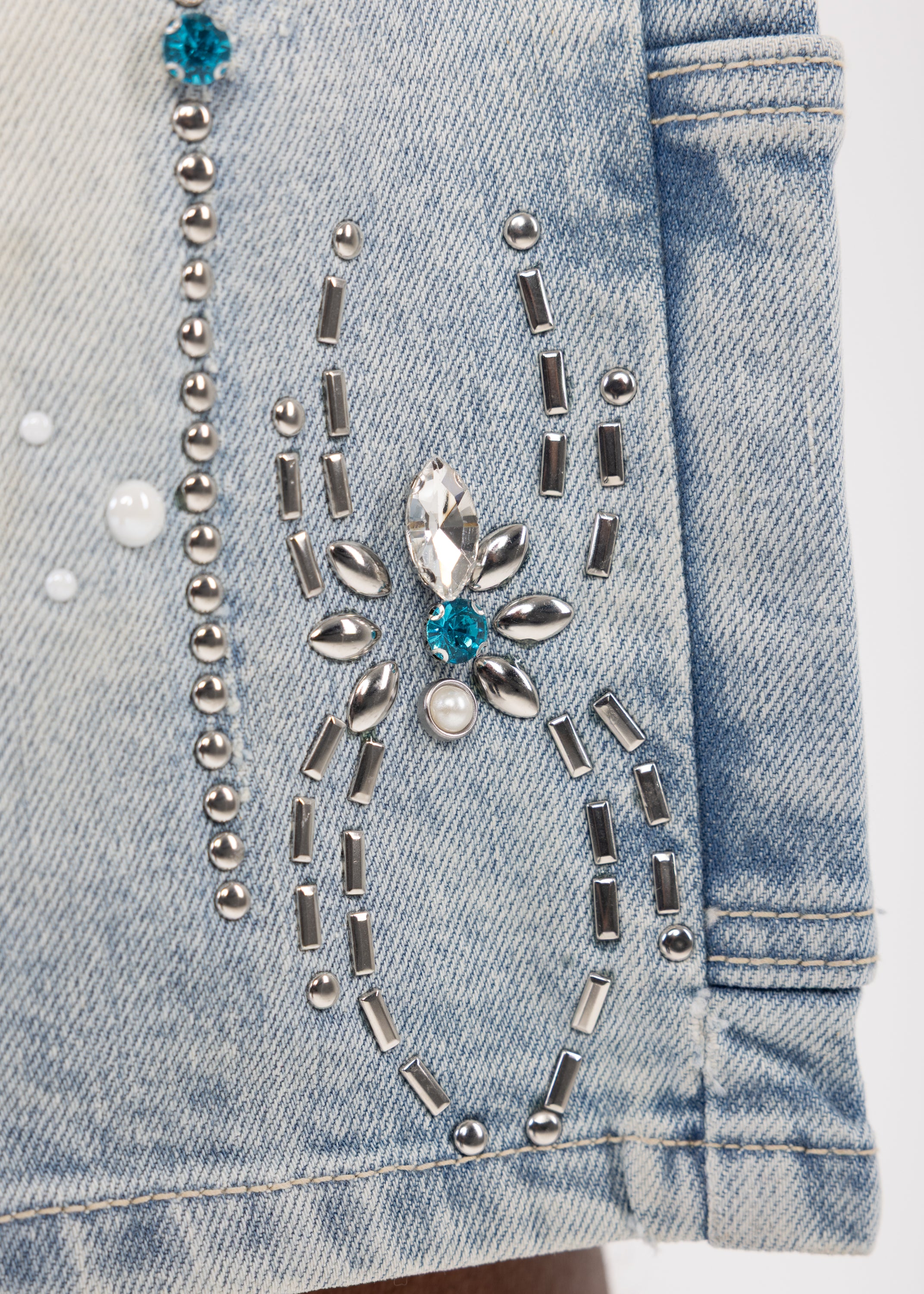 Aqua Blue Spider Denim Shorts – GUAPI CLOTHING FZ-LLC
