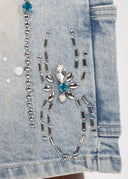Aqua Blue Spider Denim Shorts