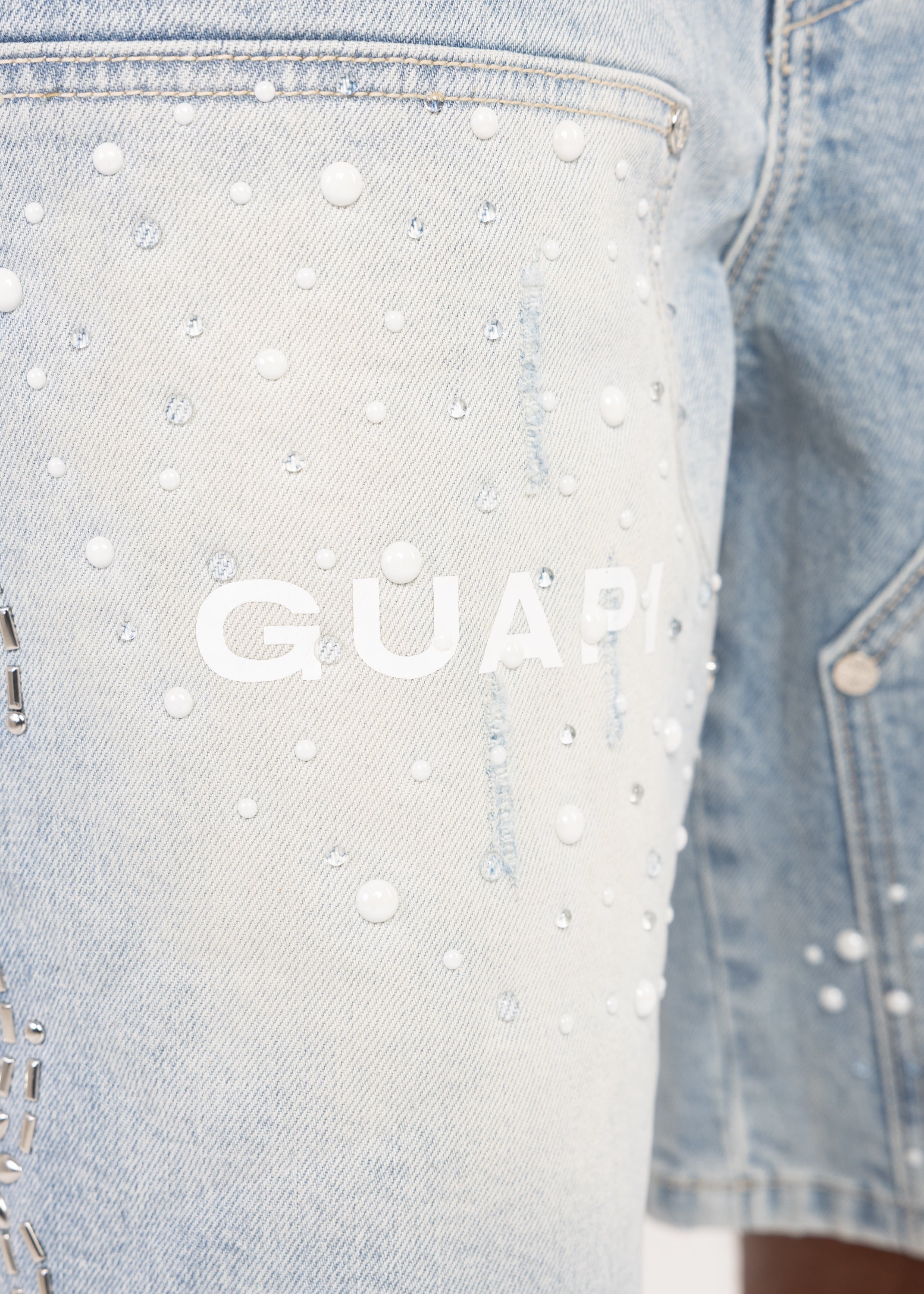 Aqua Blue Spider Denim Shorts – GUAPI CLOTHING FZ-LLC