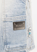 Aqua Blue Spider Denim Shorts