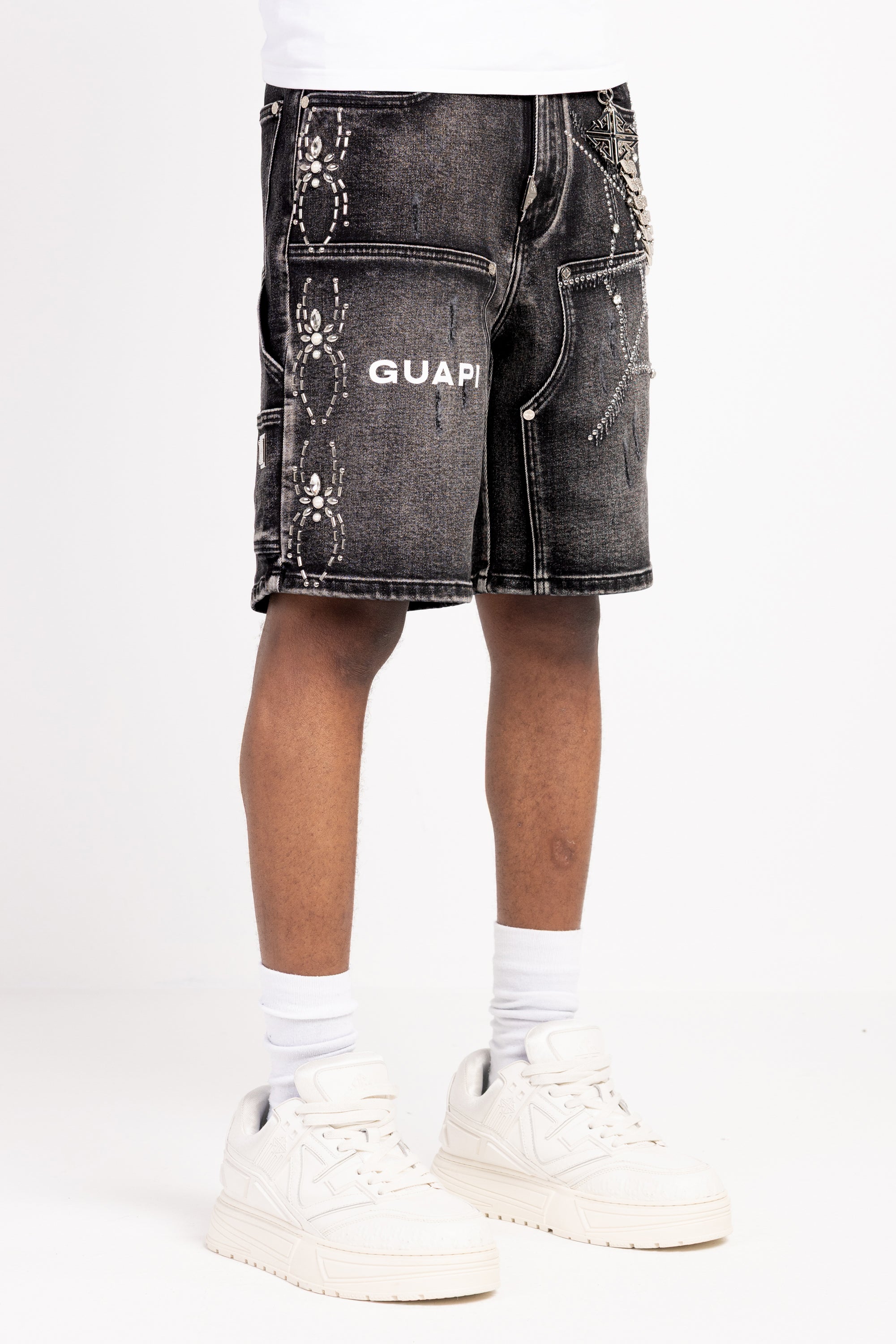 Obsidian Black Spider Denim Shorts – GUAPI CLOTHING FZ-LLC