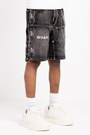 Obsidian Black Spider Denim Shorts