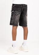 Obsidian Black Spider Denim Shorts
