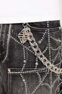 Obsidian Black Spider Denim Shorts
