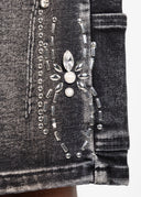 Obsidian Black Spider Denim Shorts