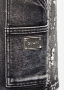 Obsidian Black Spider Denim Shorts