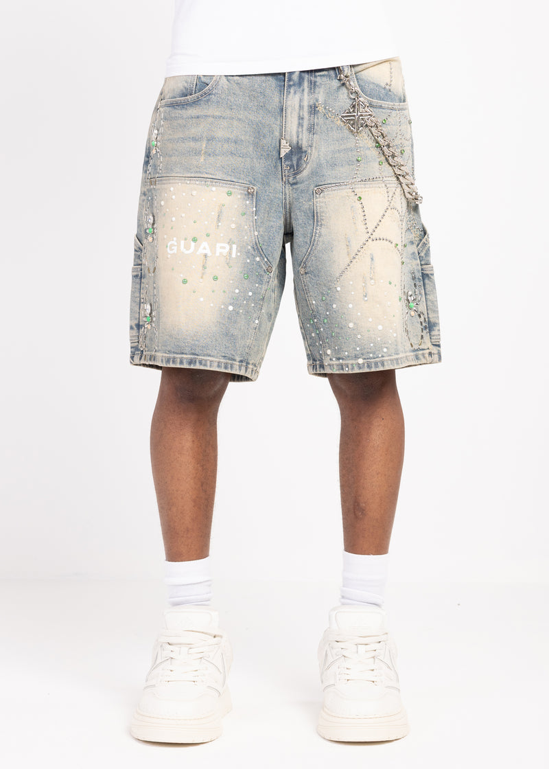 Emerald Spider Denim Shorts