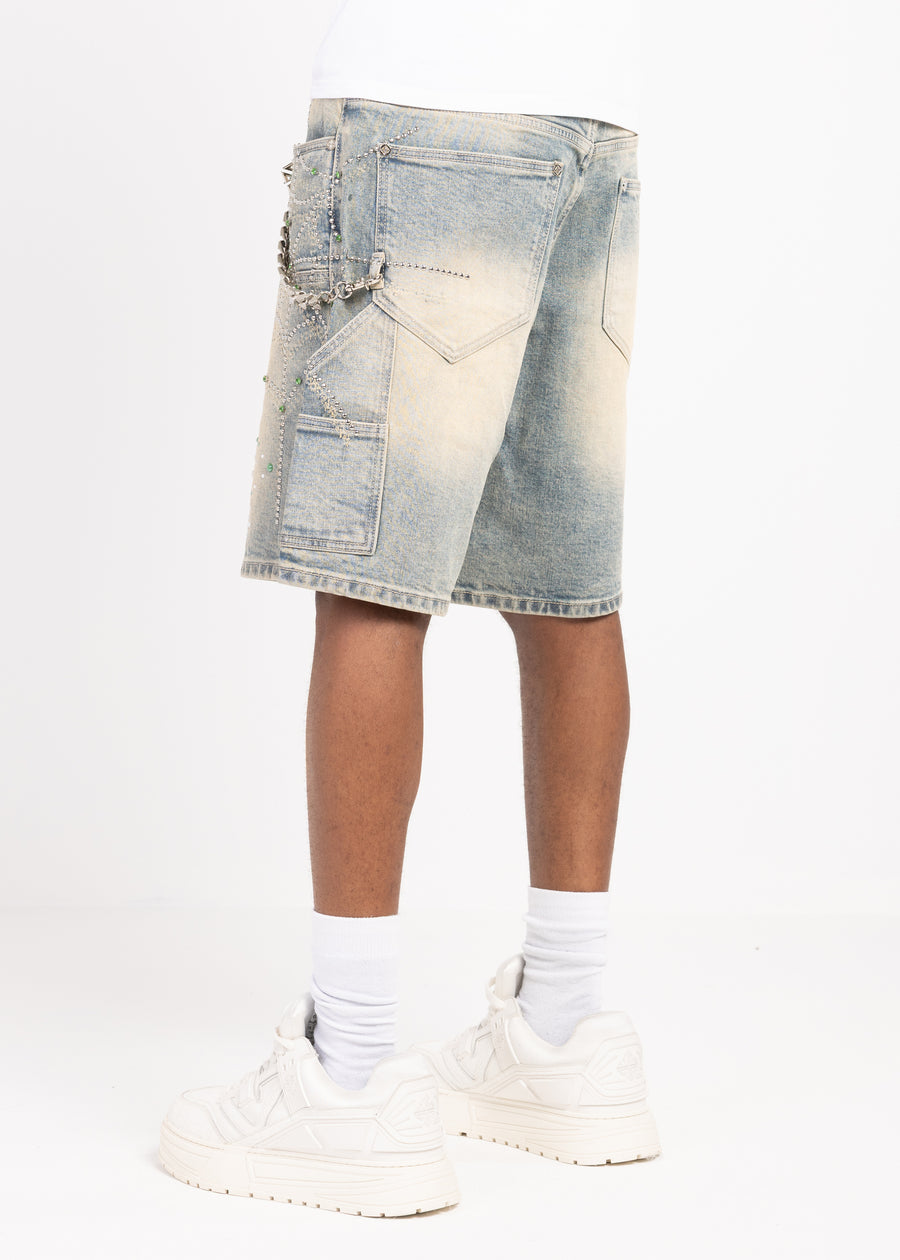 Emerald Spider Denim Shorts