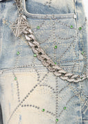 Emerald Spider Denim Shorts