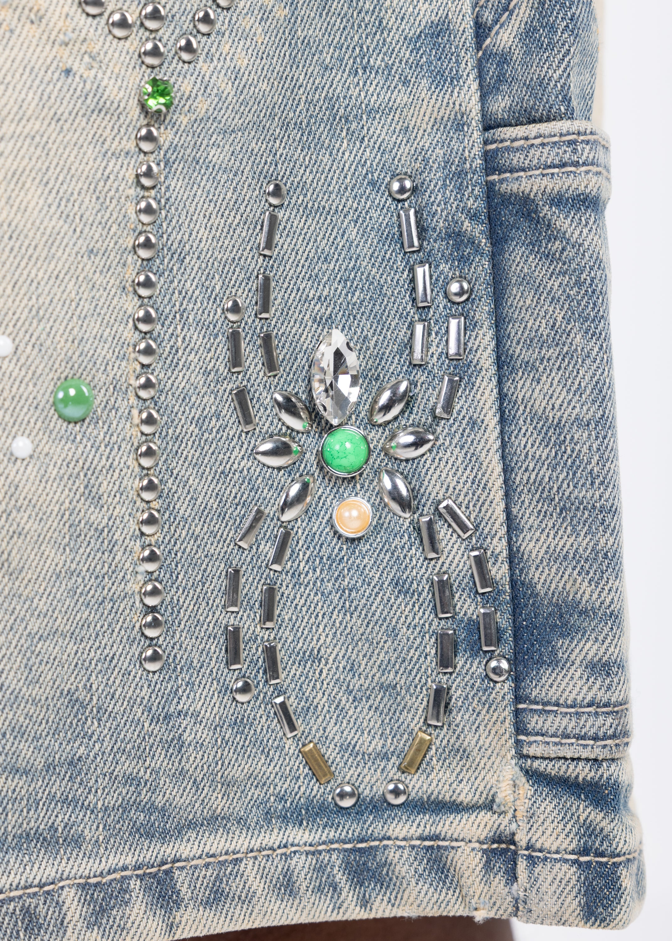 Emerald Spider Denim Shorts – GUAPI CLOTHING FZ-LLC