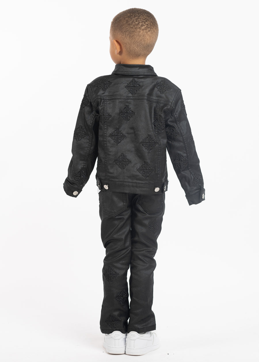 すべての黒いワックスの子供デニムセット
