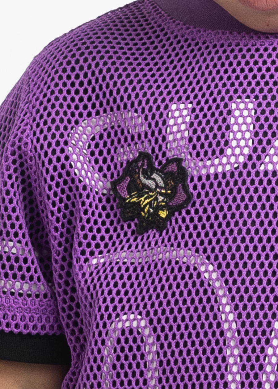 <tc>エレクトリックパープルメッシュキッズフットボールT シャツ</tc>