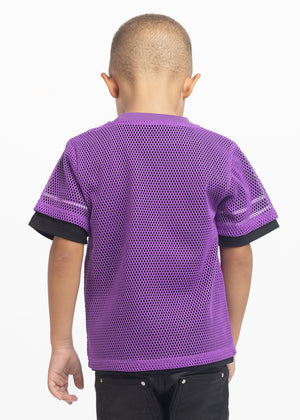 <tc>エレクトリックパープルメッシュキッズフットボールT シャツ</tc>