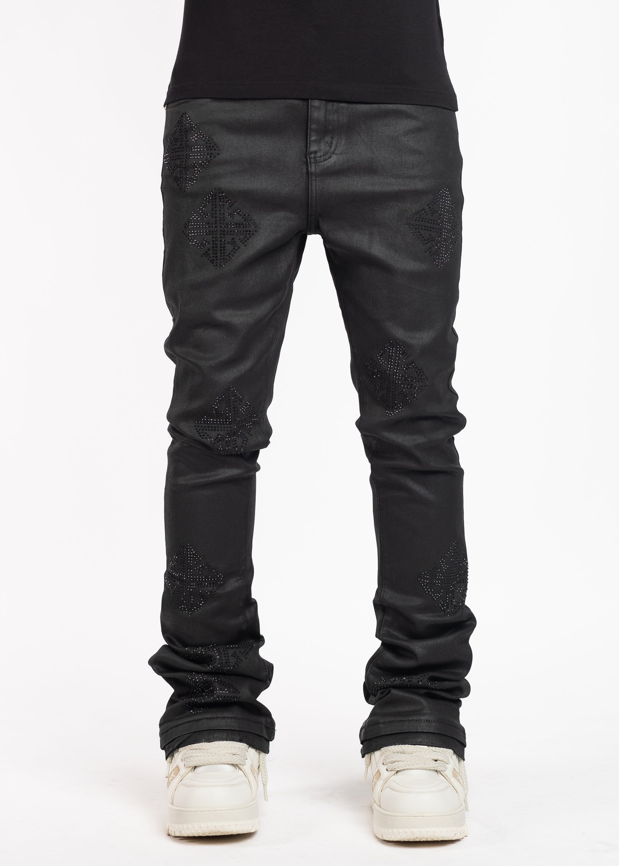 Obsidian Black Icon Embellished Denim