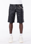 Obsidian Black Stars Leather Shorts