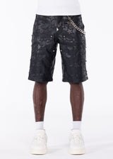 Obsidian Black Stars Leather Shorts