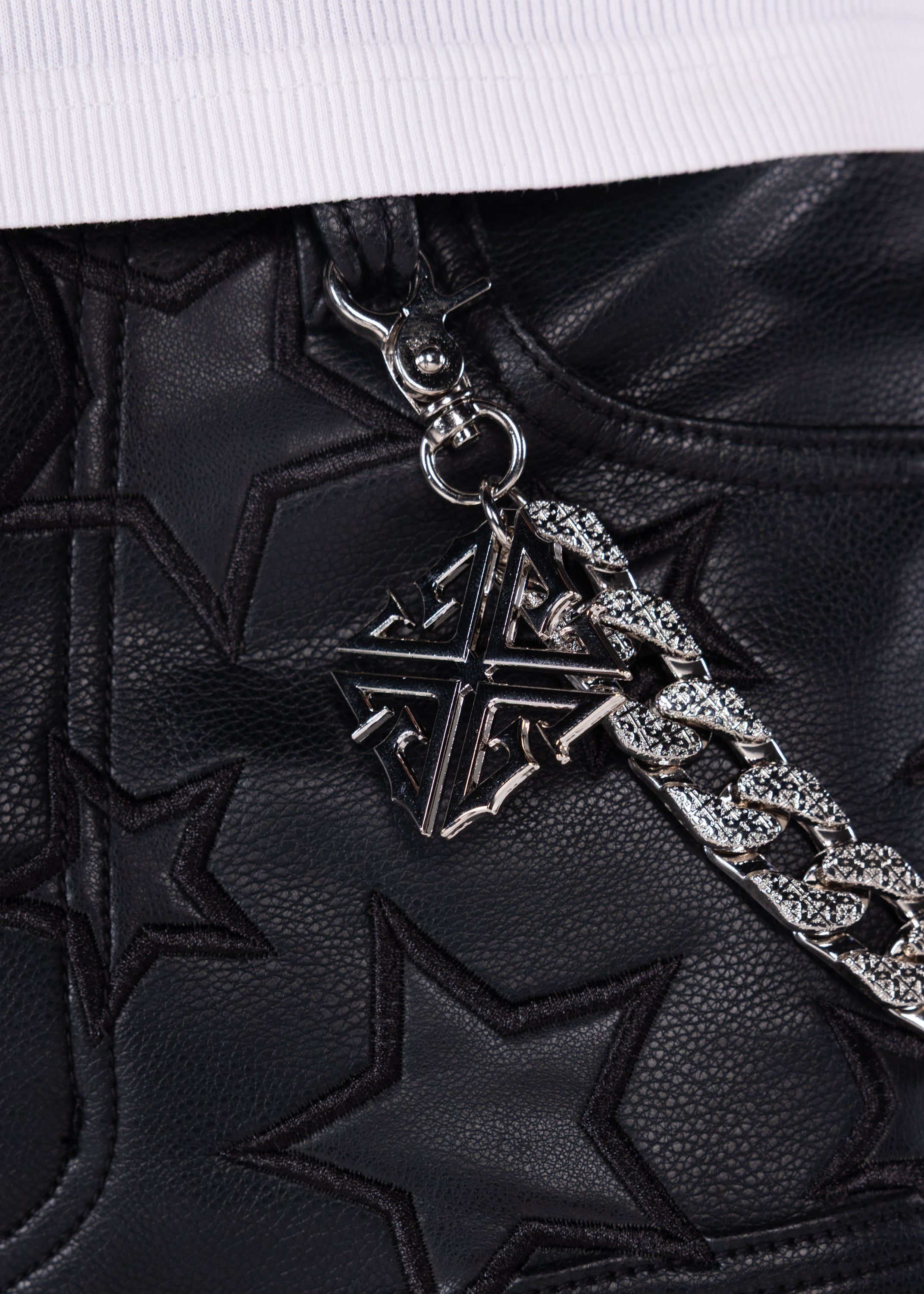 guapi ショーツ 28ブラック スター 星 フェイクレザー Obsidian Black Stars Leather Shorts – GUAPI CLOTHING FZ-LLC