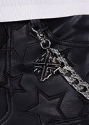 Obsidian Black Stars Leather Shorts