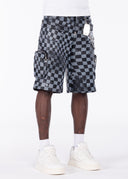 Obsidian Black Checkerboard Leather Shorts