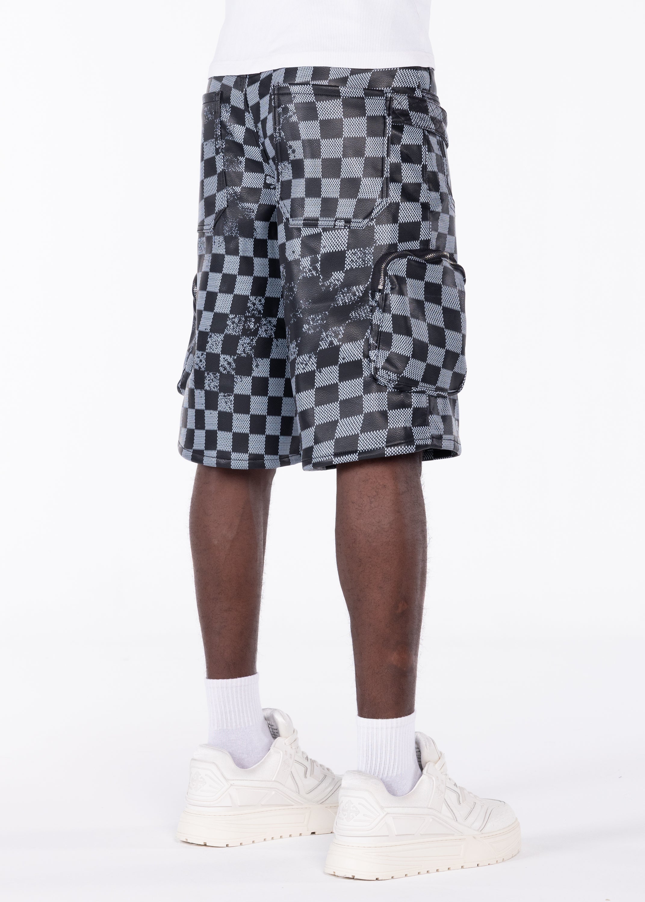 Obsidian Black Checkerboard Leather Shorts – GUAPI CLOTHING FZ-LLC