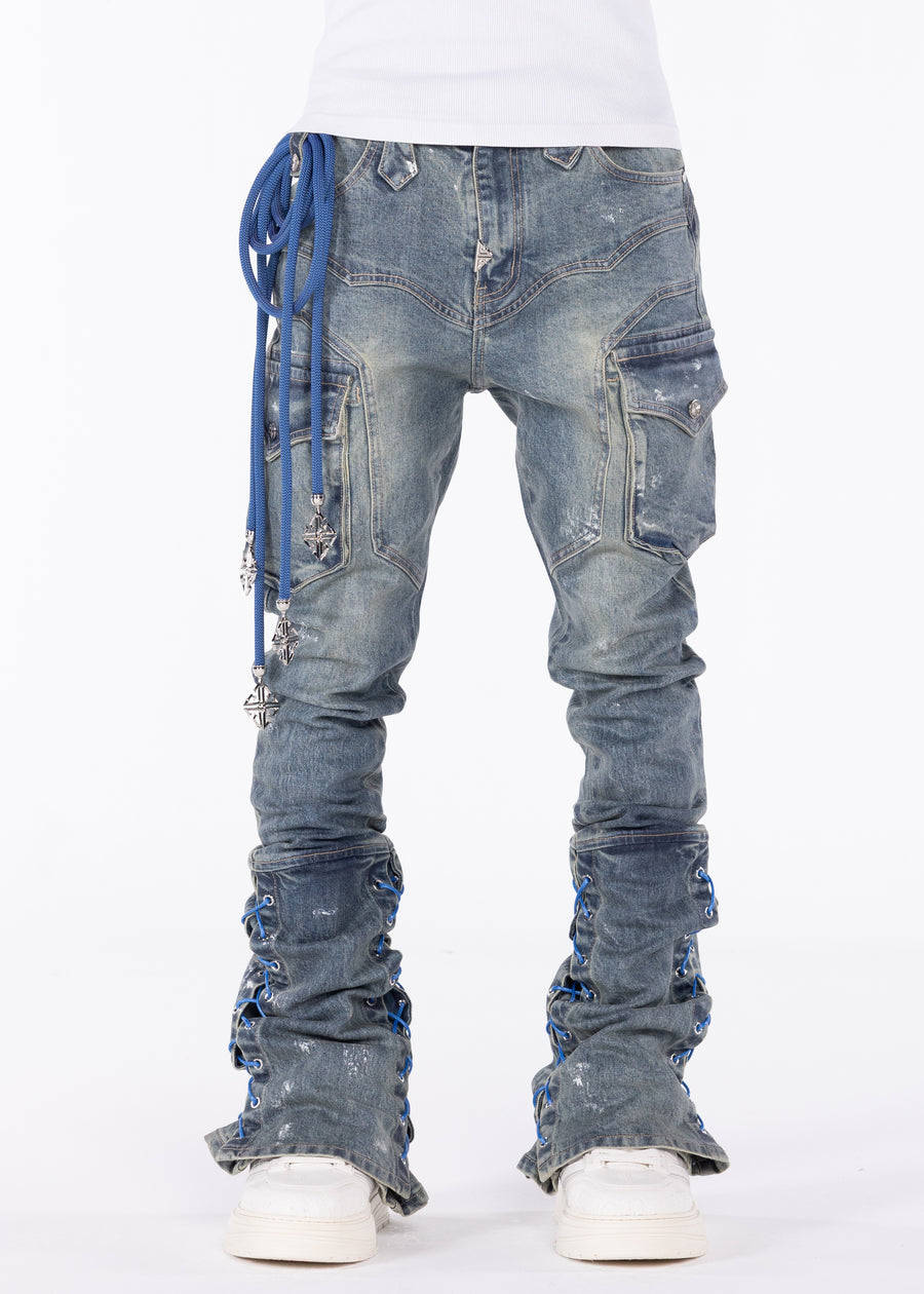 Aqua Blue Waxed Rope Denim