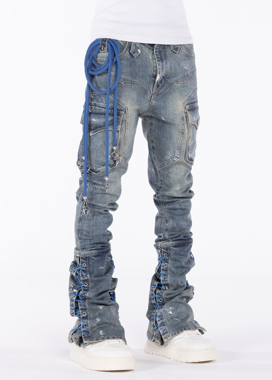 Aqua Blue Waxed Rope Denim