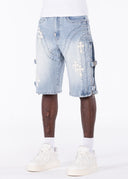 Aqua Blue Cross Buckle Shorts