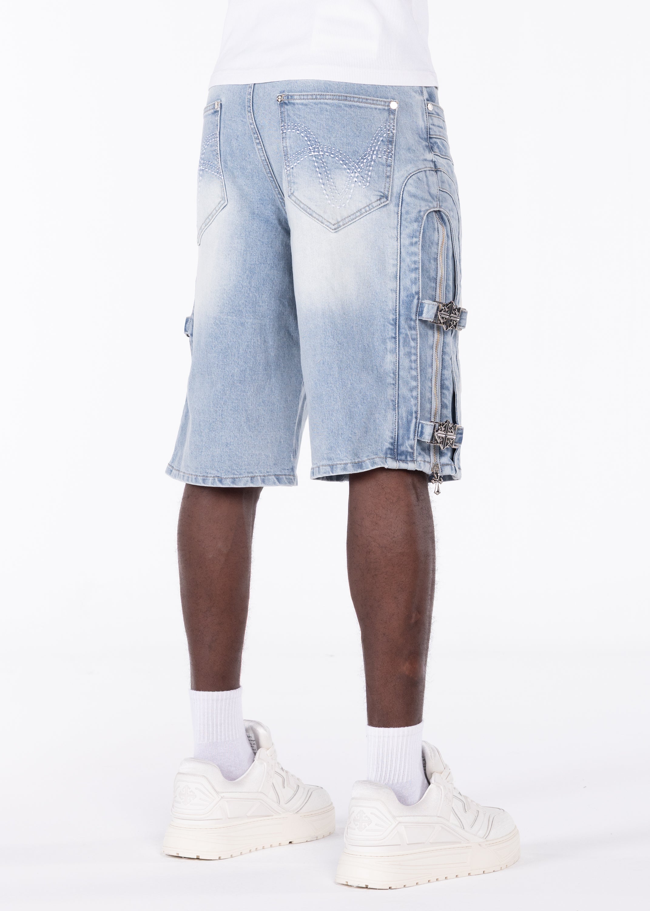 Aqua Blue Cross Buckle Shorts – GUAPI CLOTHING FZ-LLC
