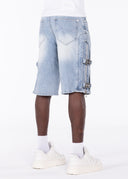 Aqua Blue Cross Buckle Shorts