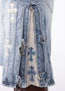 Aqua Blue Cross Buckle Shorts