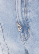 Aqua Blue Cross Buckle Shorts