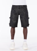 All Black Cross Buckle Shorts