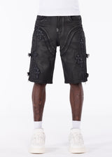 All Black Cross Buckle Shorts