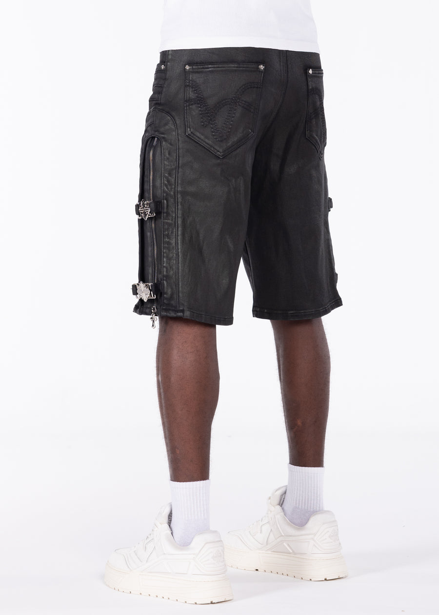 All Black Cross Buckle Shorts