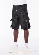 All Black Cross Buckle Shorts