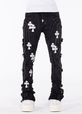 Obsidian Black Cross Buckle Denim