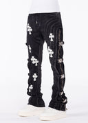 Obsidian Black Cross Buckle Denim