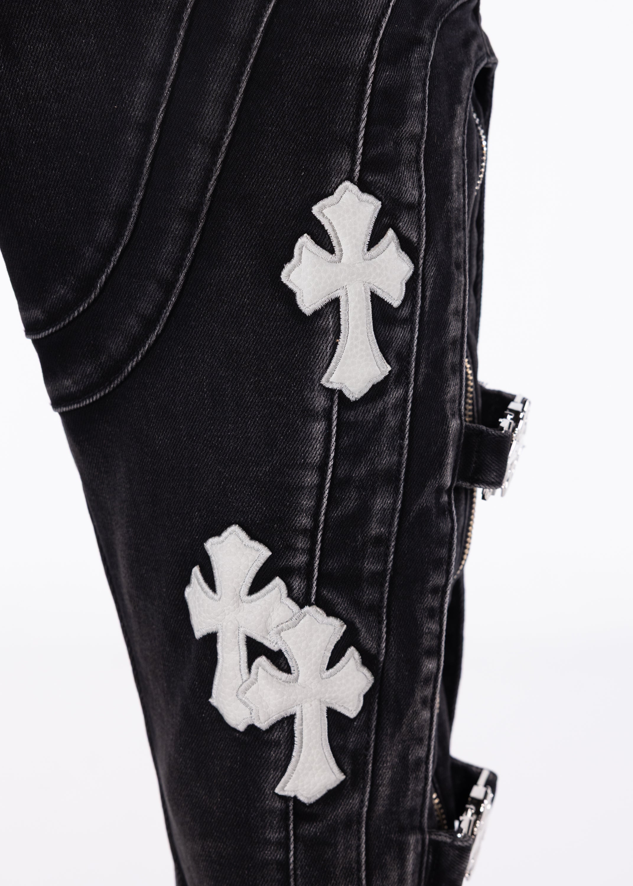 Obsidian Black Cross Buckle Denim – GUAPI CLOTHING FZ-LLC