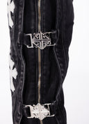 Obsidian Black Cross Buckle Denim