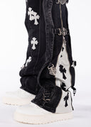 Obsidian Black Cross Buckle Denim