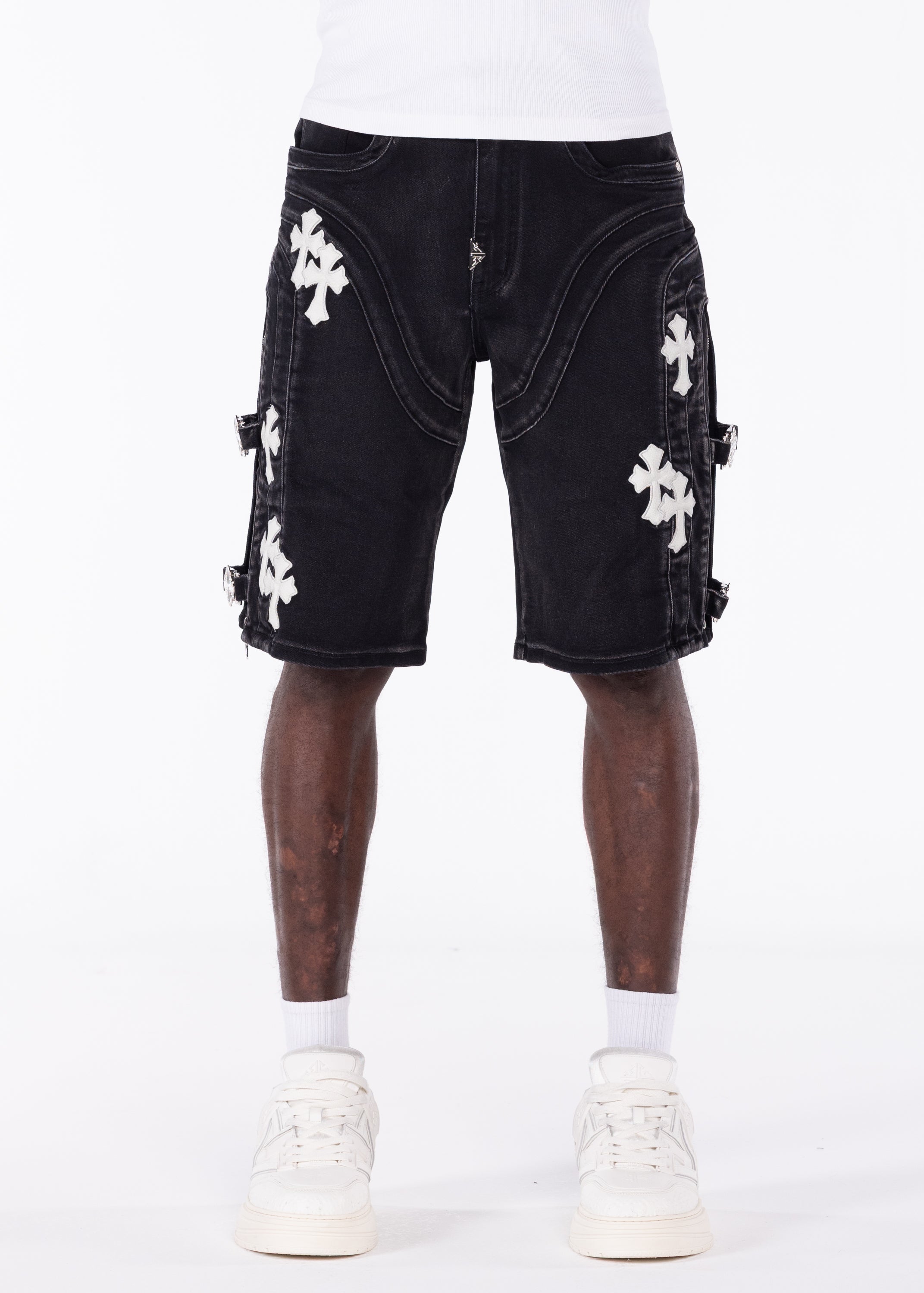 Obsidian Black Cross Buckle Shorts – GUAPI CLOTHING FZ-LLC