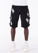 Obsidian Black Cross Buckle Shorts