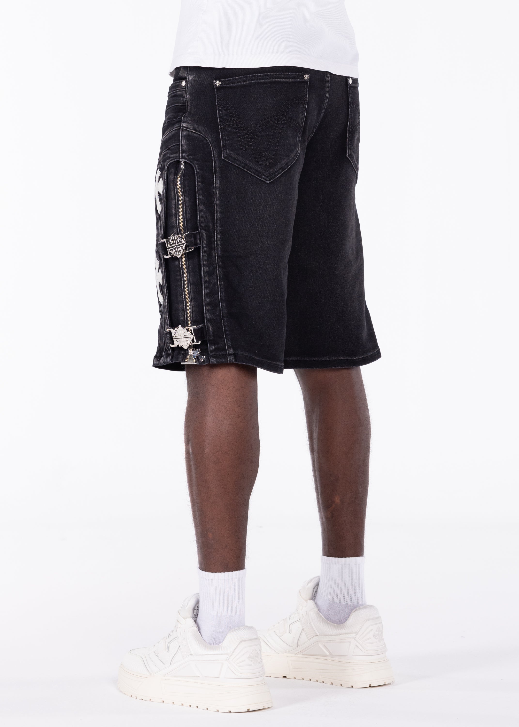 Obsidian Black Cross Buckle Shorts – GUAPI CLOTHING FZ-LLC
