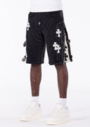 Obsidian Black Cross Buckle Shorts