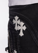 Obsidian Black Cross Buckle Shorts