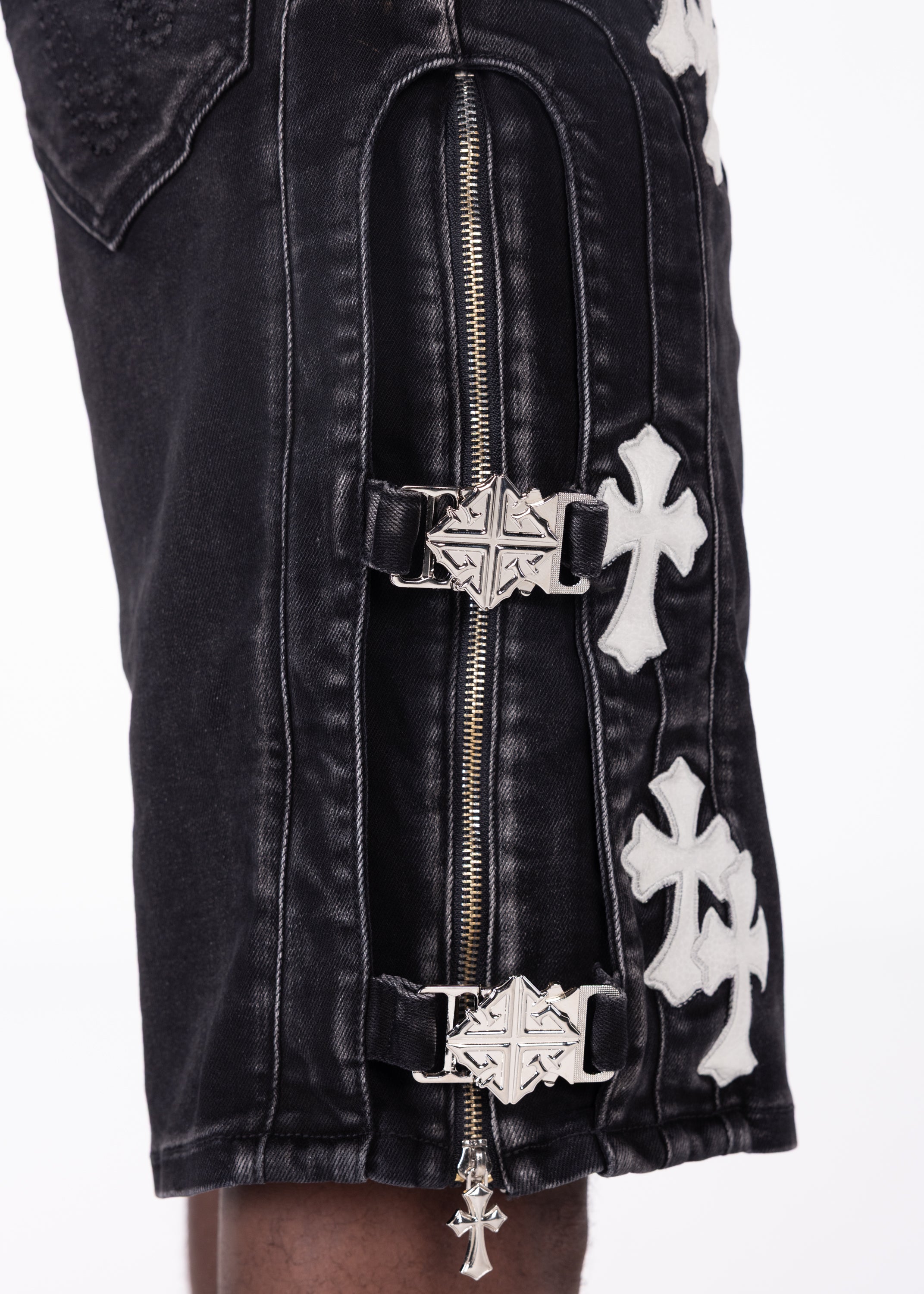 Obsidian Black Cross Buckle Shorts – GUAPI CLOTHING FZ-LLC