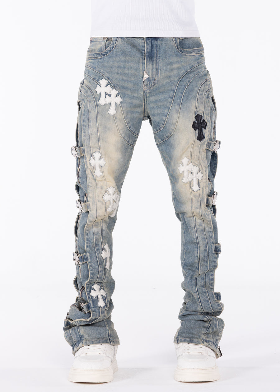 Vintage Blue Cross Buckle Denim