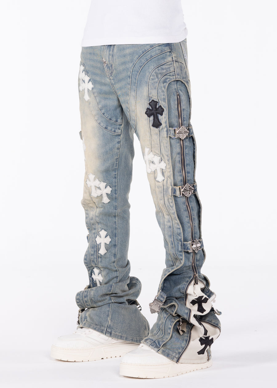 Vintage Blue Cross Buckle Denim